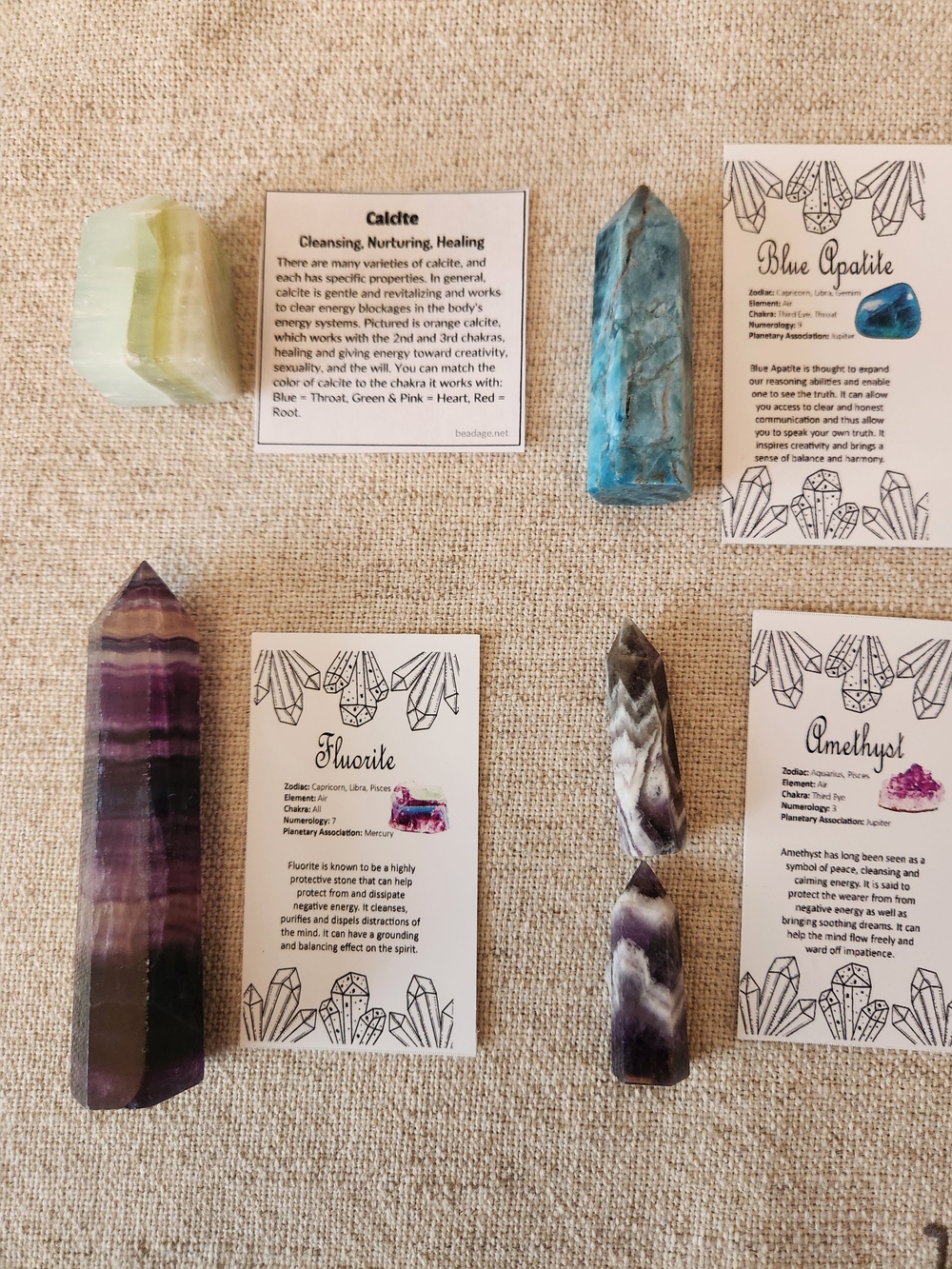 ✨ Natural Crystal Tower Bundle – 5 Piece Set + Info Cards ✨